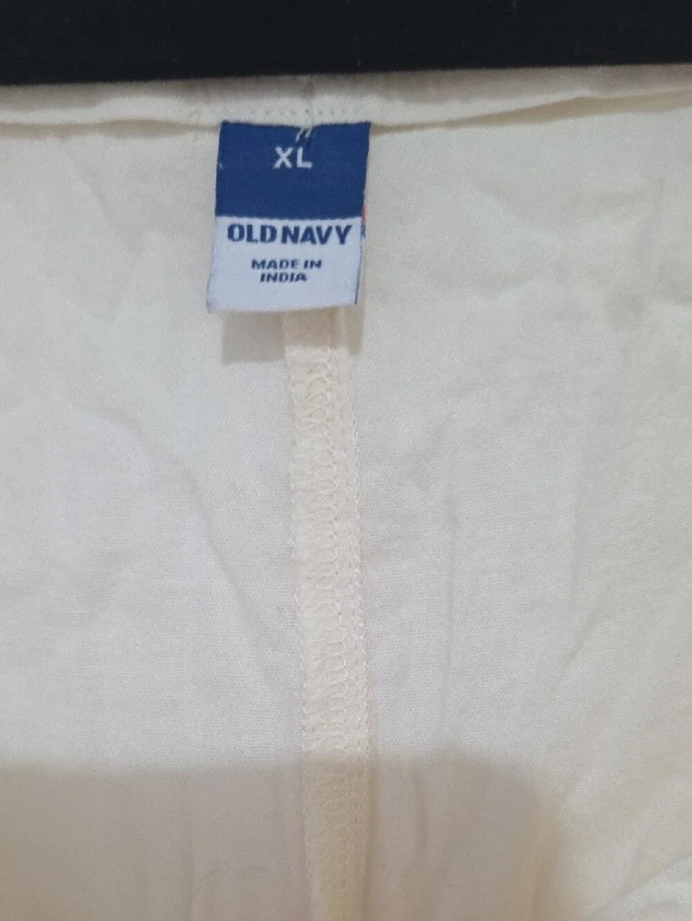 Old Navy Cream Peasant Blouse with Blue Floral Embroidery